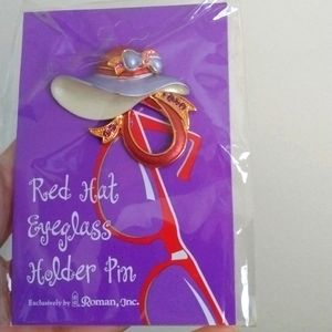 Red hat eyeglass holder pin